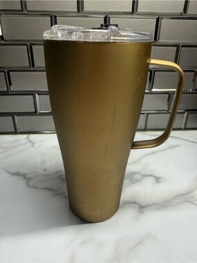 Gold Stainless Steel Travel Mug with Handle - Insulated Tumbler